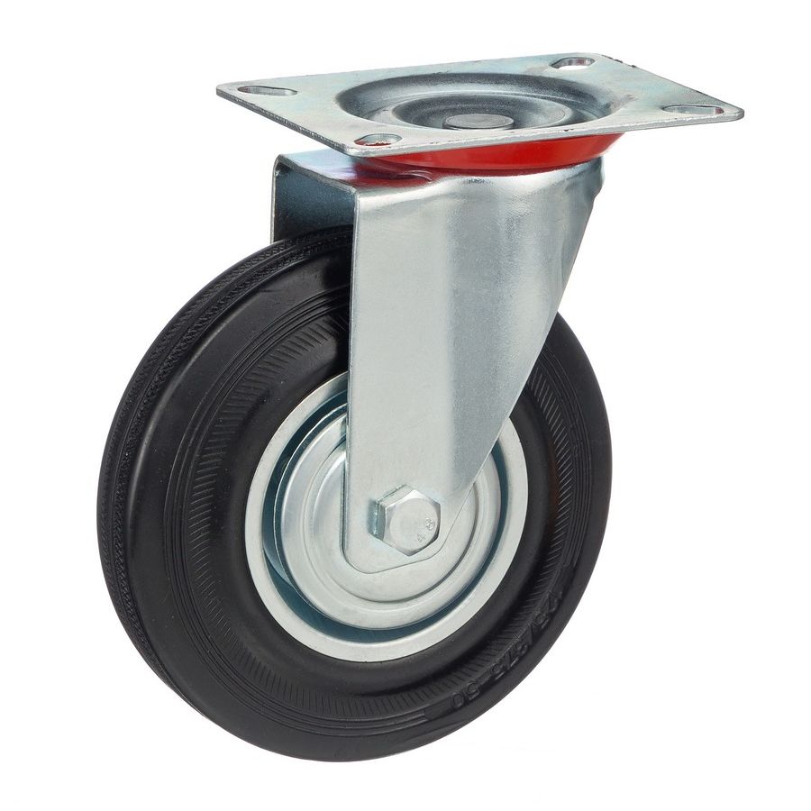Колесо промышленное поворотное Стелла-техник 4001-125 диаметр 125 мм, г/п 100 кг, резина, сталь