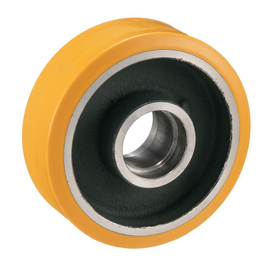 Колесо большегрузное полиуретановое без кронштейна Tellure Rota 644152 под ось, диаметр 100 мм, нагрузка 380 кг, чугунное