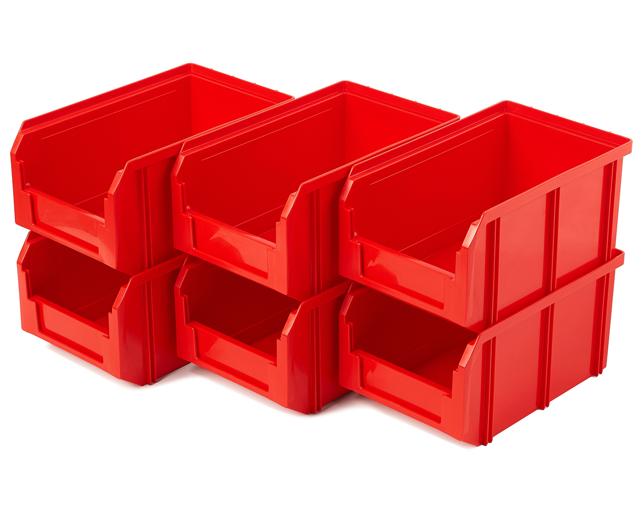 Пластиковый ящик Стелла-техник V-2-К6-красный, 234х149х121 мм, комплект 6 шт