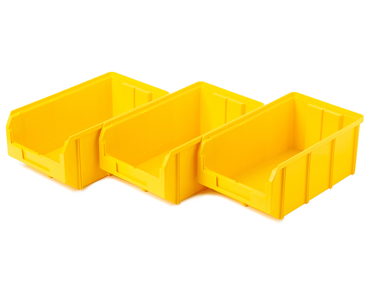 Пластиковый ящик Стелла-техник V-3-К3-желтый, 341х207х143 мм, комплект 3 шт