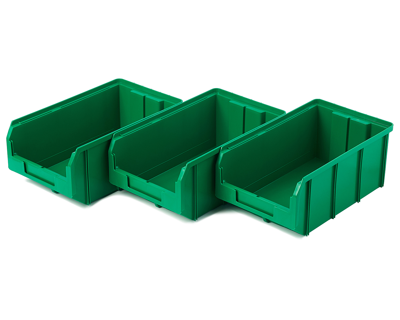 Пластиковый ящик Стелла-техник V-3-К3-зеленый, 341х207х143 мм, комплект 3 шт