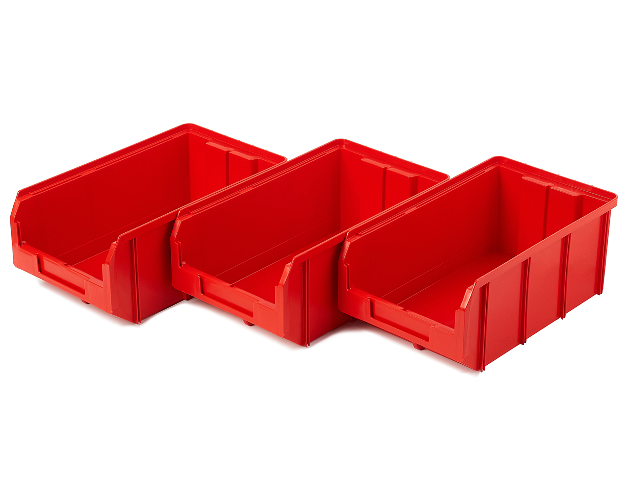 Пластиковый ящик Стелла-техник V-3-К3-красный, 341х207х143 мм, комплект 3 шт