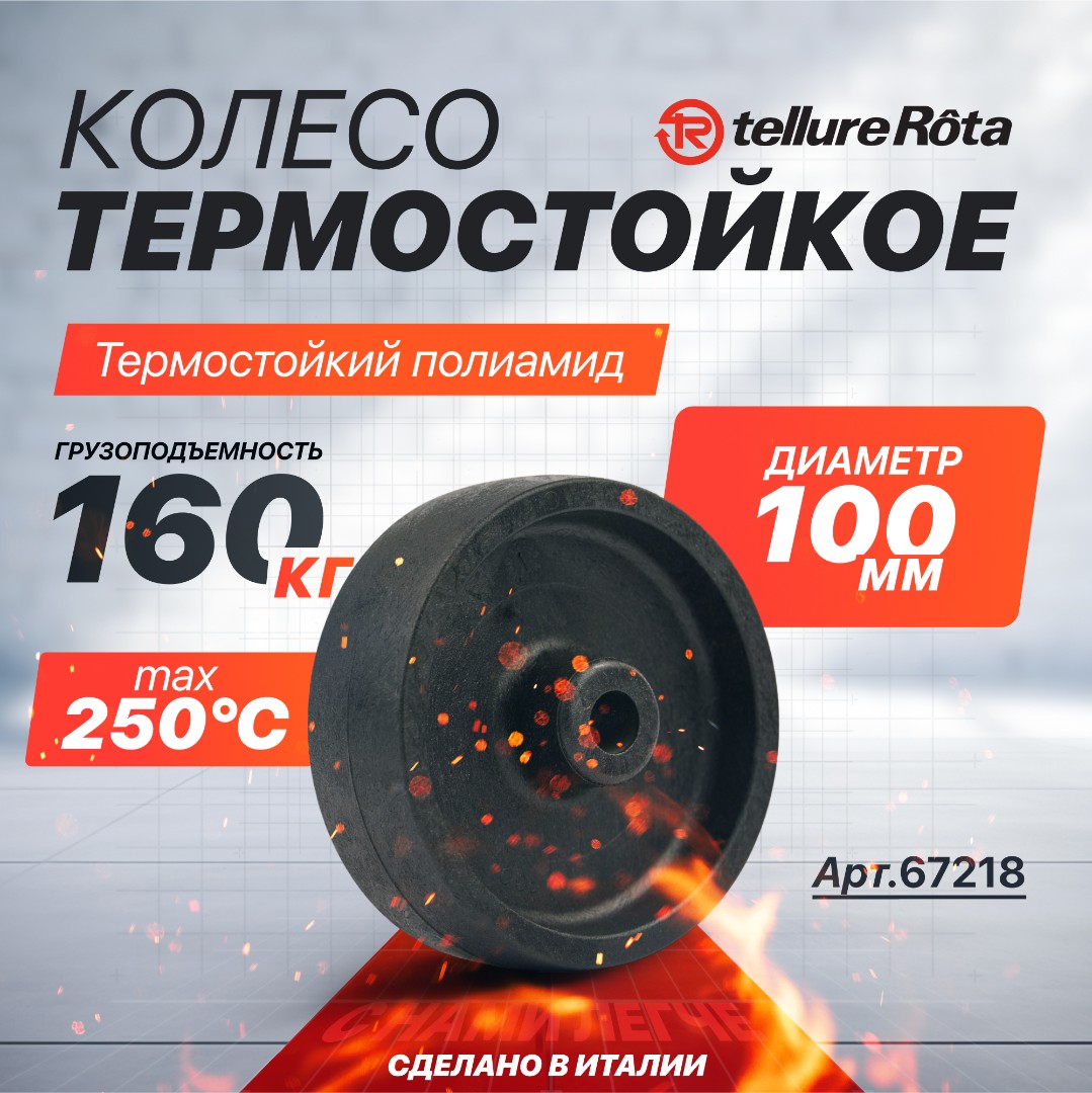 Колесо термостойкое 100 мм до 250°С Tellure Rota 67218 (без подшипника)