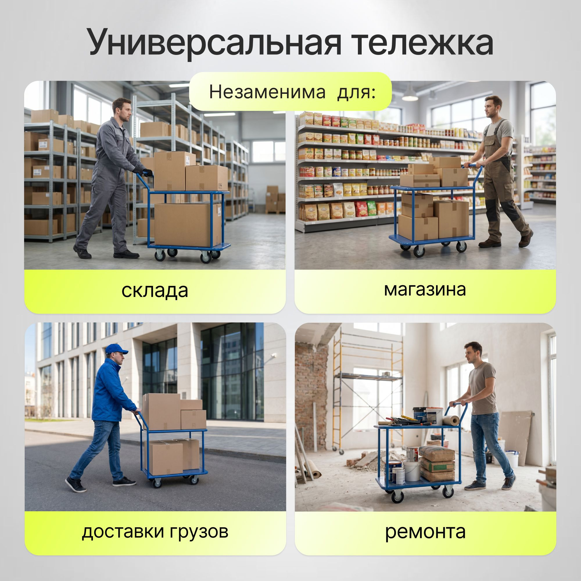 Тележка платформенная 2-х ярусная 500х800 мм Стелла-техник