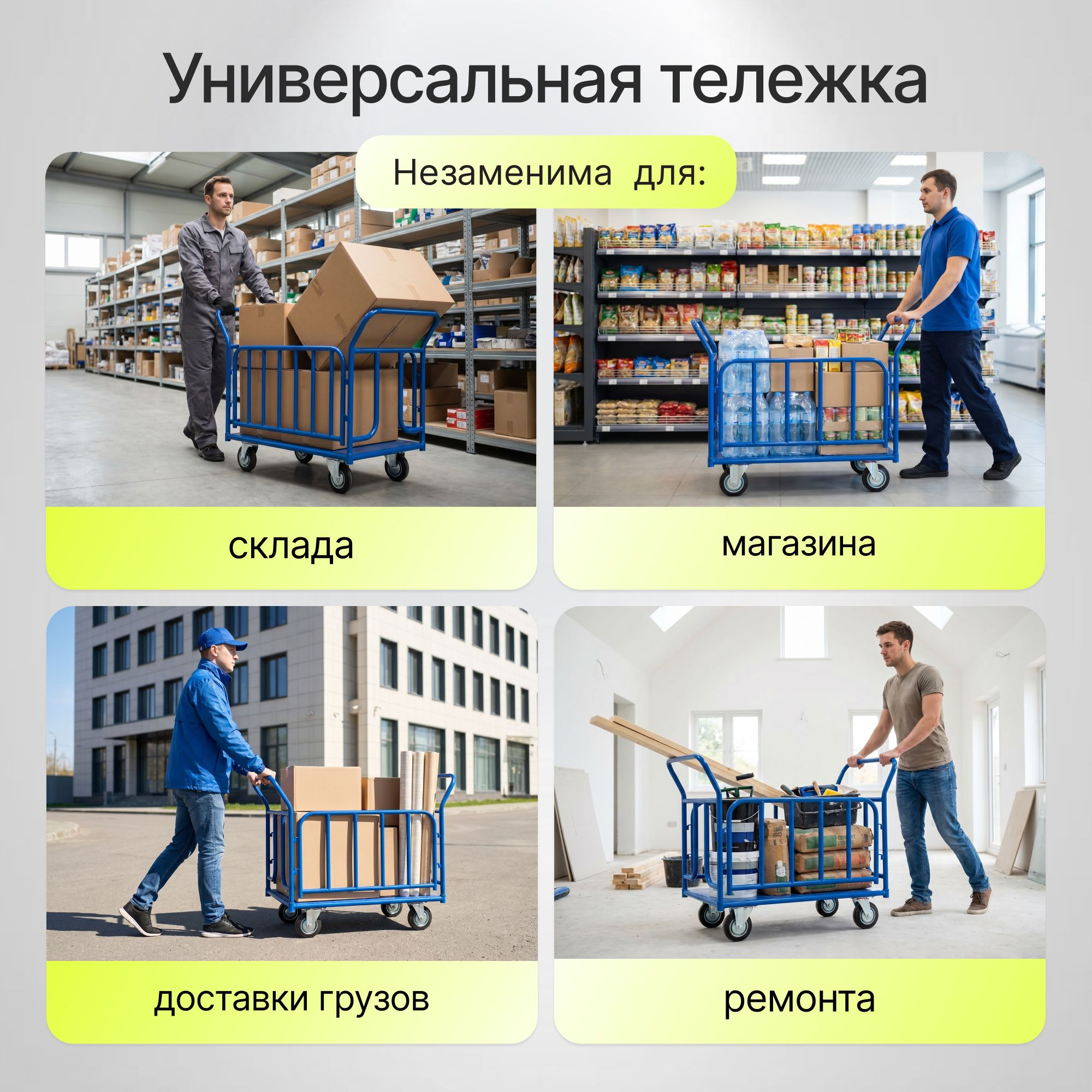 Тележка грузовая платформенная с трубчатым бортом Стелла-техник КПО-500Т-125-И (650х1150 мм, до 390 кг)