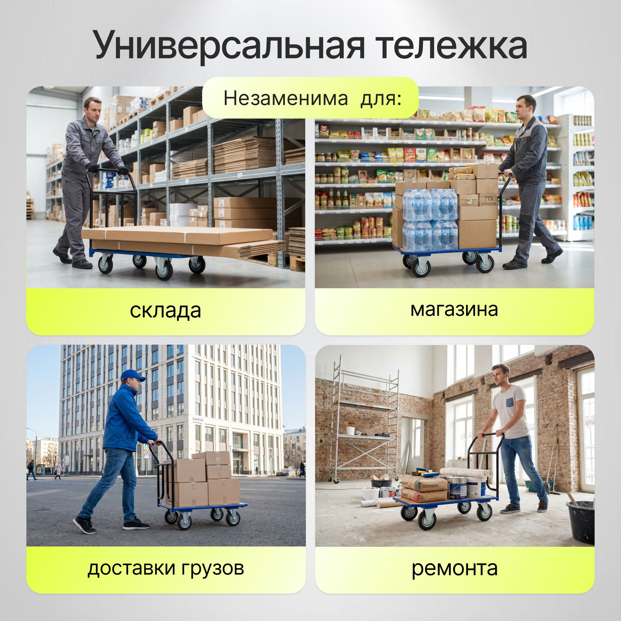 Тележка грузовая с фанерной платформой (600х1000 мм; 690 кг) Стелла-техник