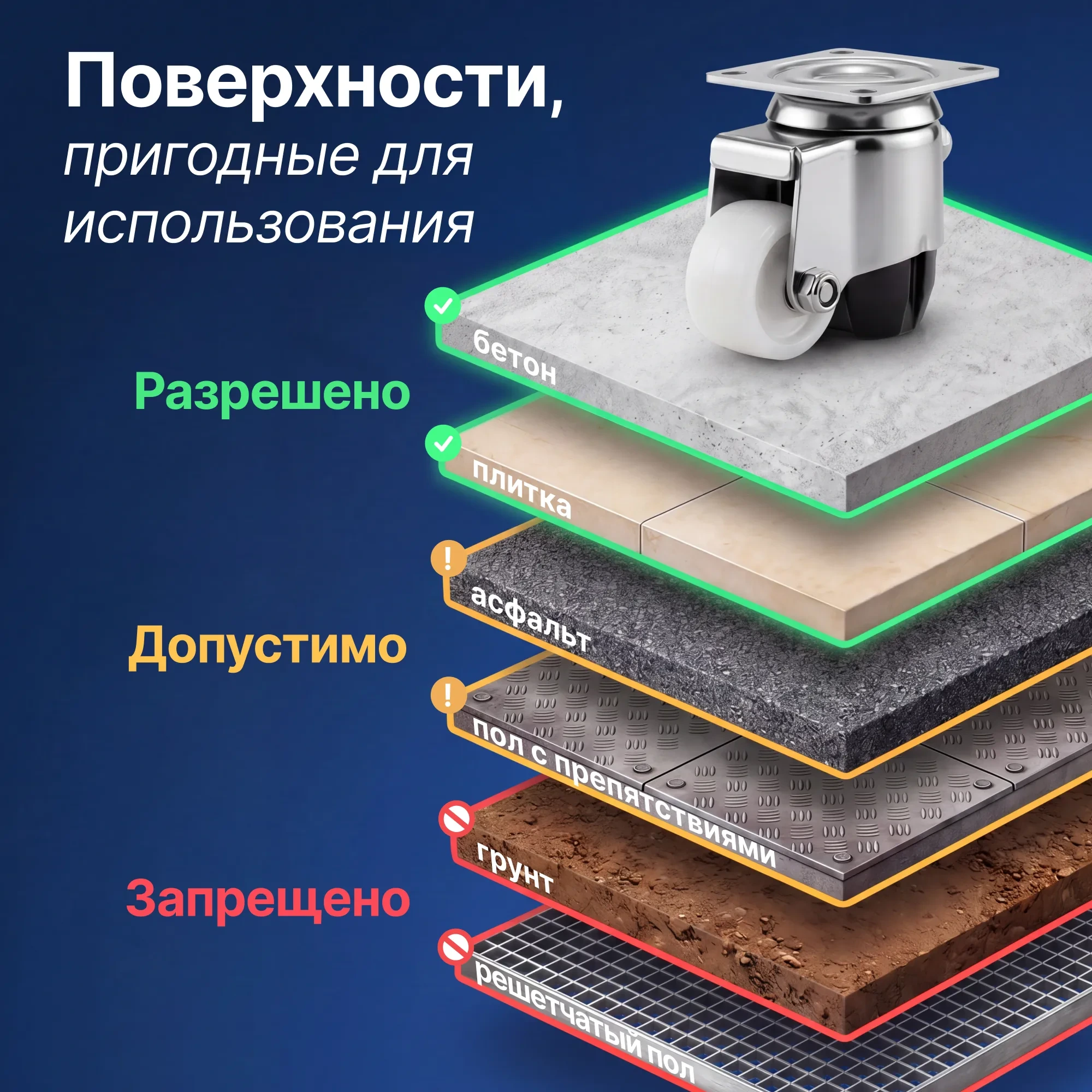 Самоустанавливающее колесо на нержавейке поворотное Стелла-техник 5915-50 (50 мм, 200 кг, полиамид)