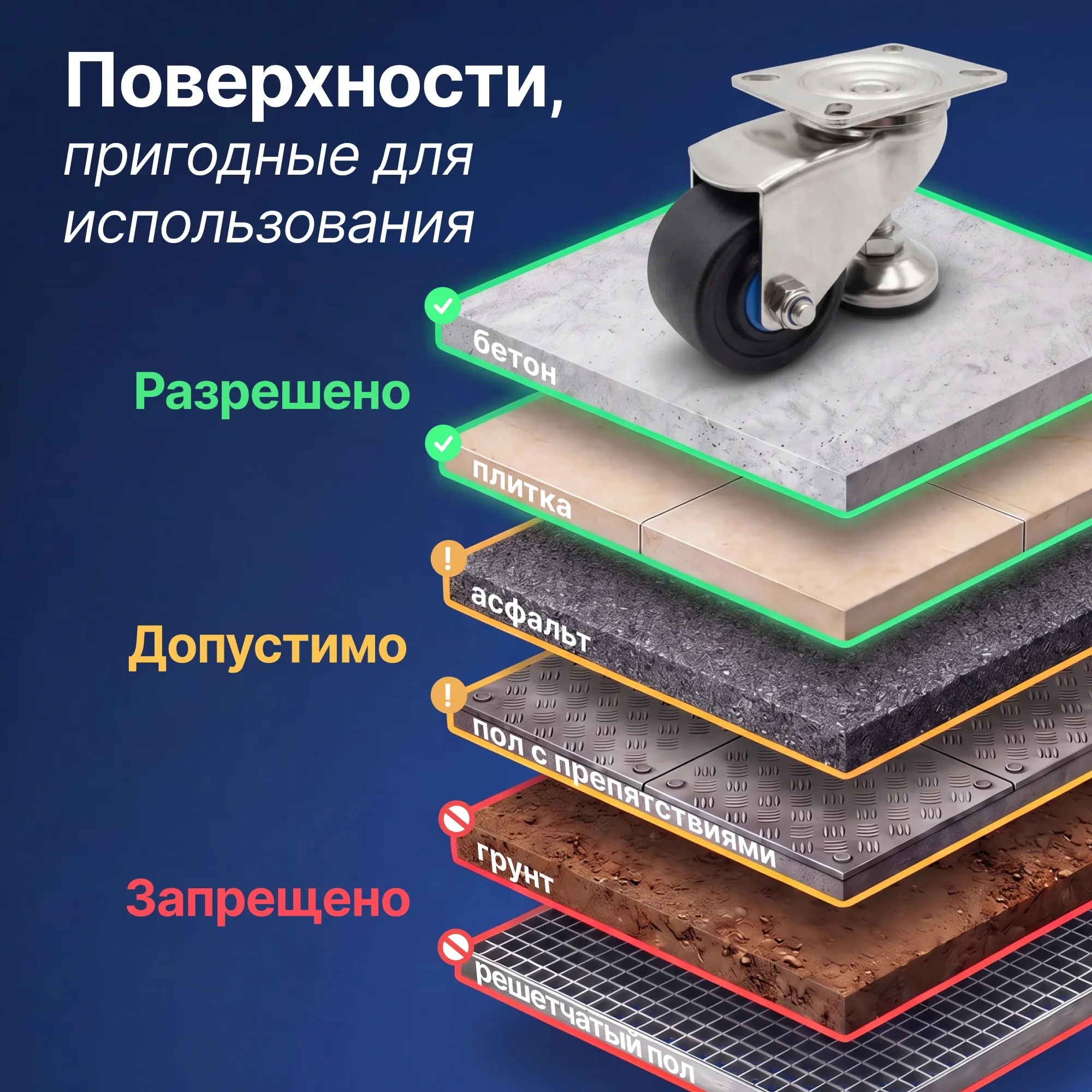 Самоустанавливающее колесо на нержавейке поворотное Стелла-техник 5917-75 (75 мм, 300 кг, полиамид)