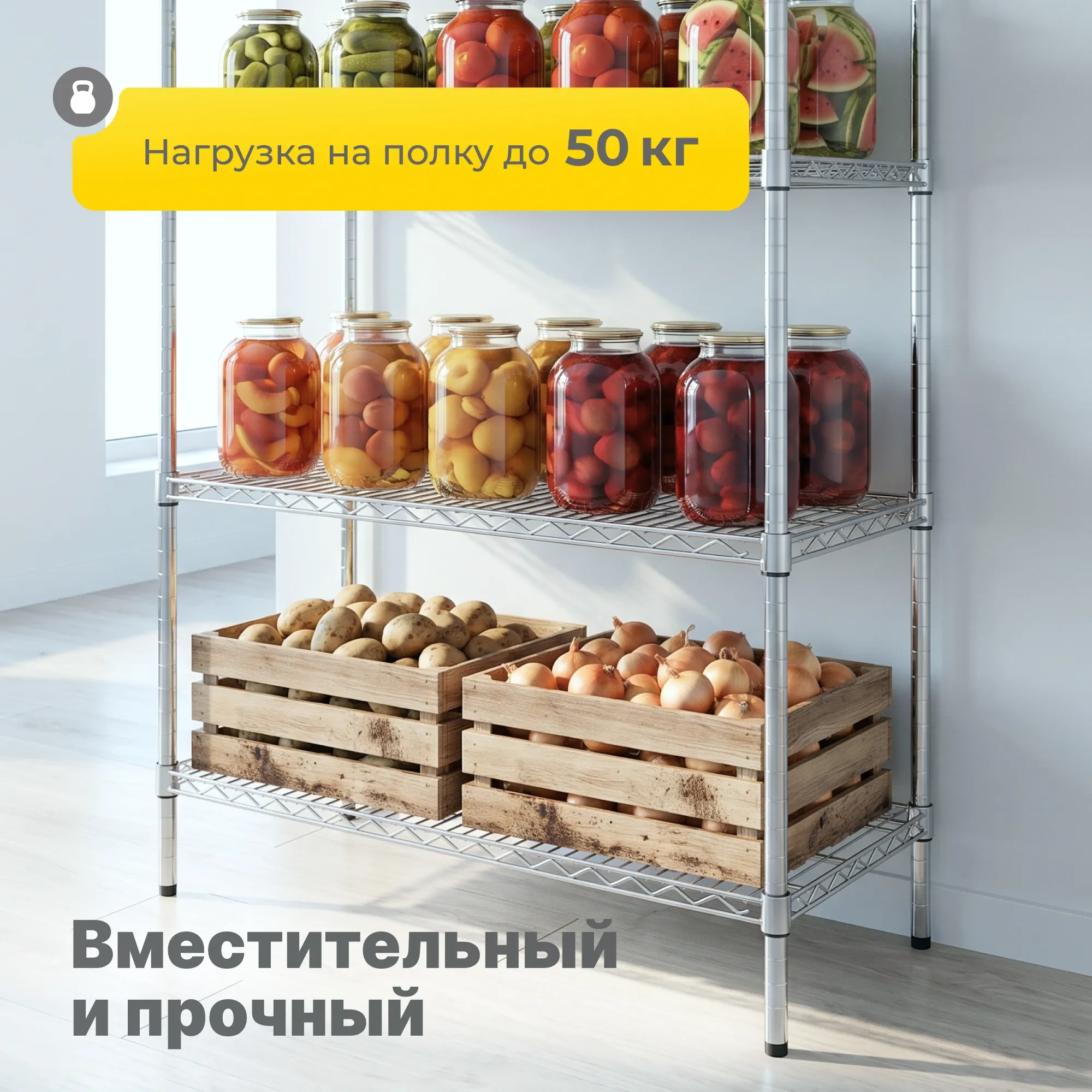 Стеллаж сетчатый Стелла-техник ТРС9045180П5Х (900x450x1800 мм, цвет хром, 5 полок)