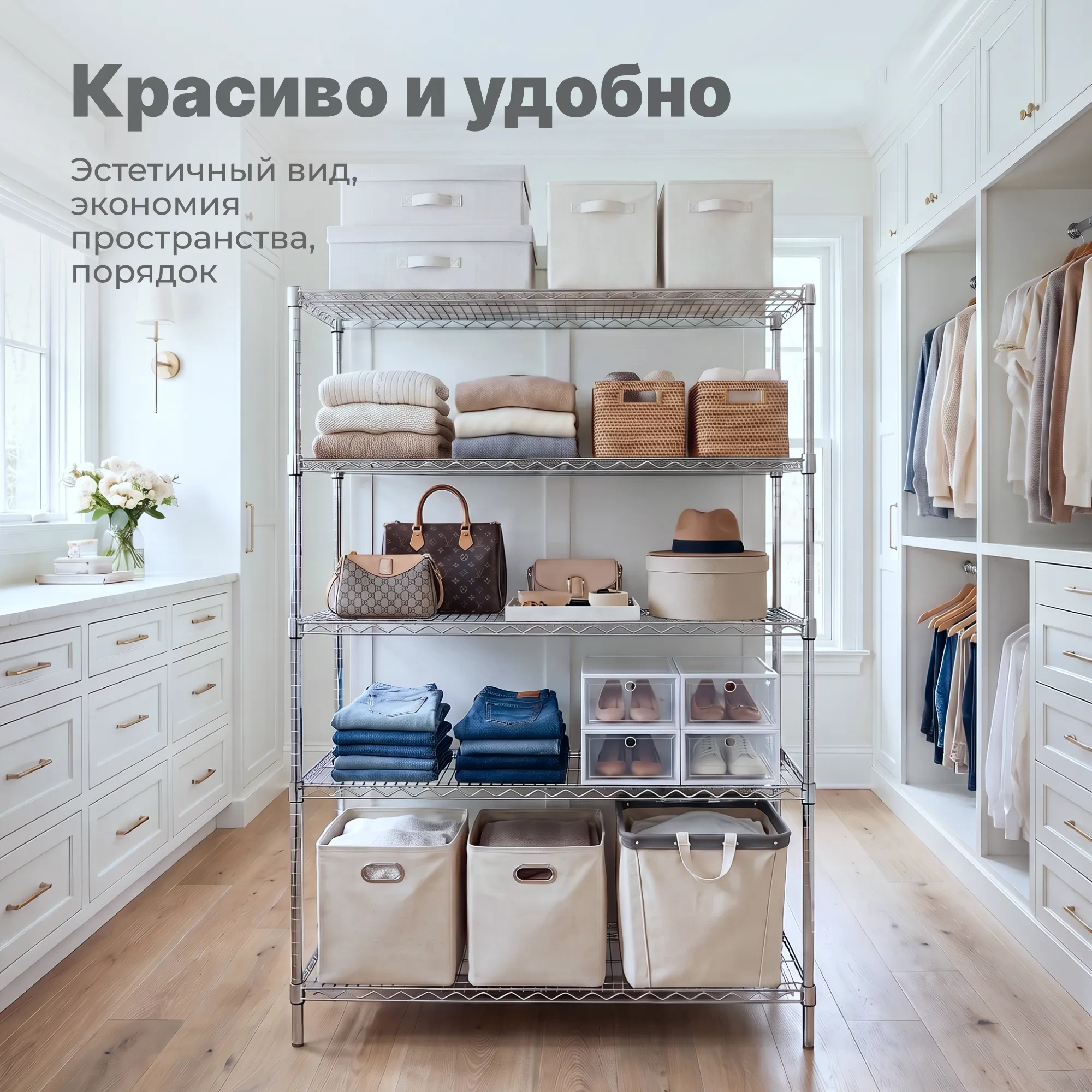 Стеллаж сетчатый Стелла-техник ТРС9045180П5Х (900x450x1800 мм, цвет хром, 5 полок)