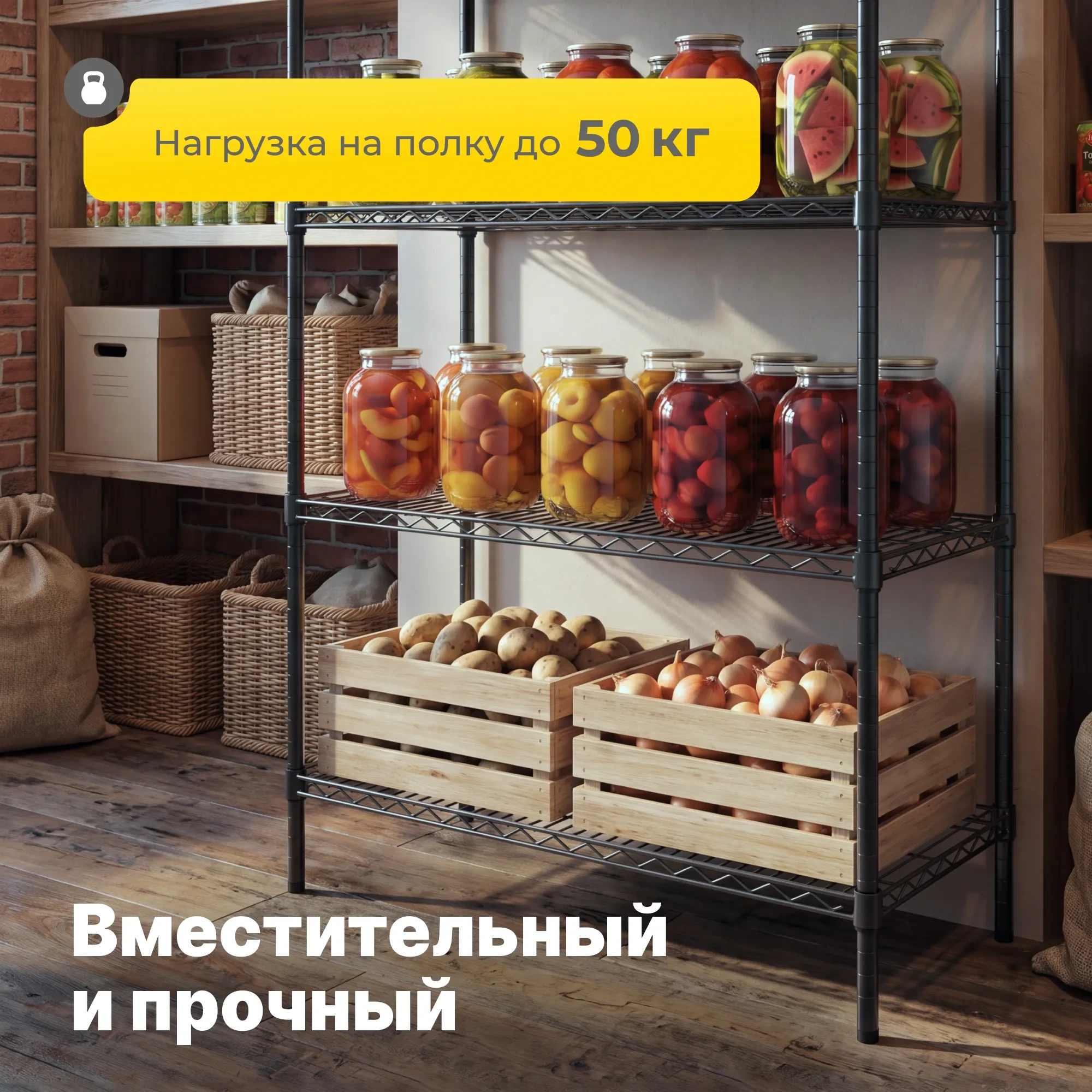Стеллаж сетчатый Стелла-техник ТРС9045180П5В (900x450x1800 мм, цвет черный, 5 полок)