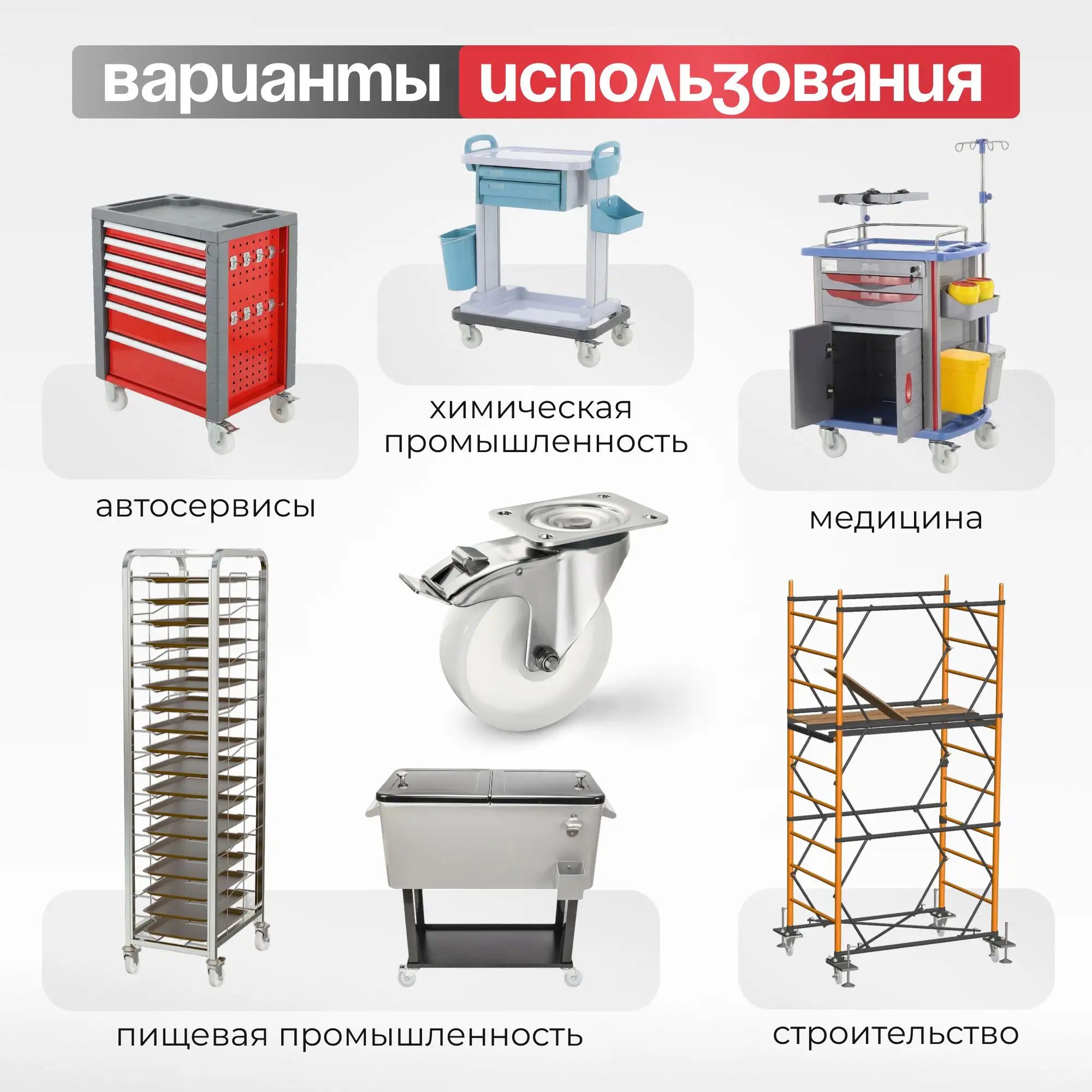 Колесо 160 мм, 400 кг поворотное с тормозом на НЕРЖАВЕЙКЕ Стелла-техник