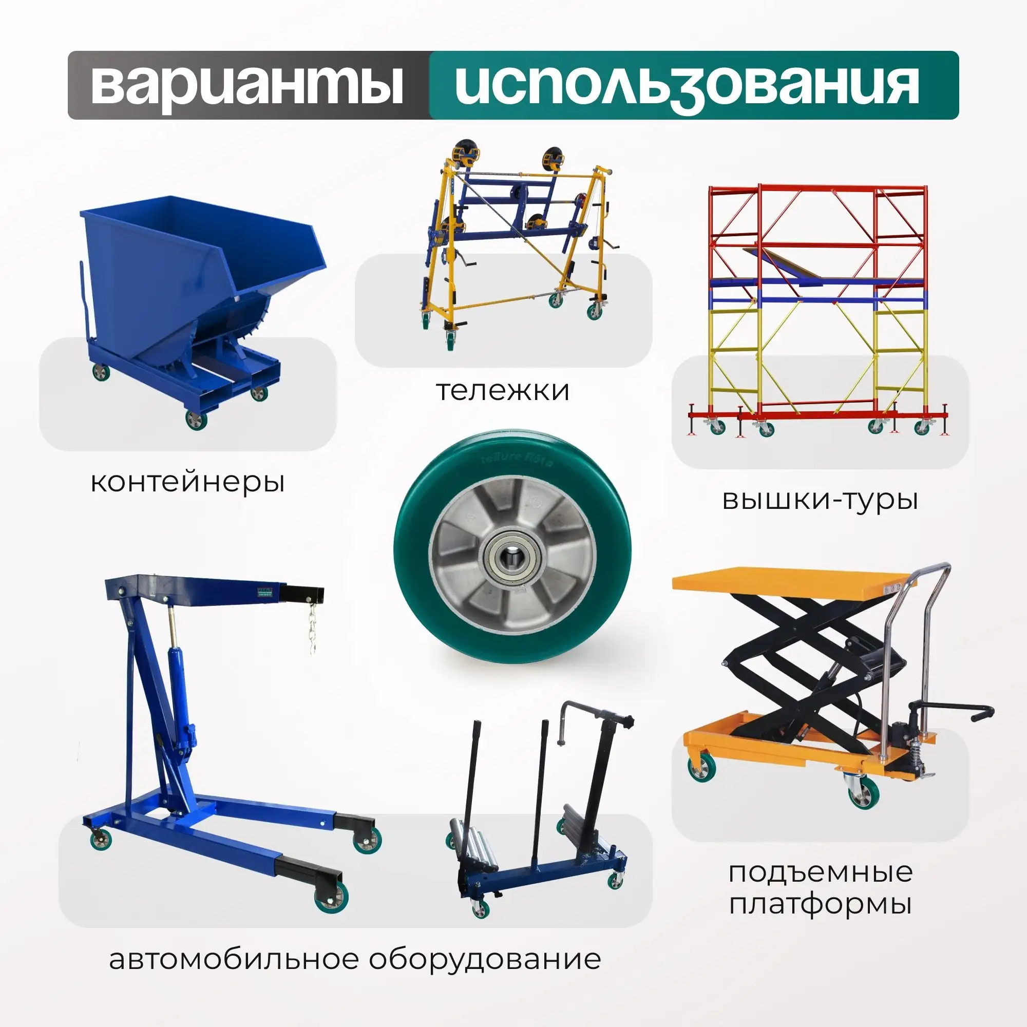Колесо большегрузное полиуретановое (200 мм; 700 кг; ось 20 мм) Tellure Rota