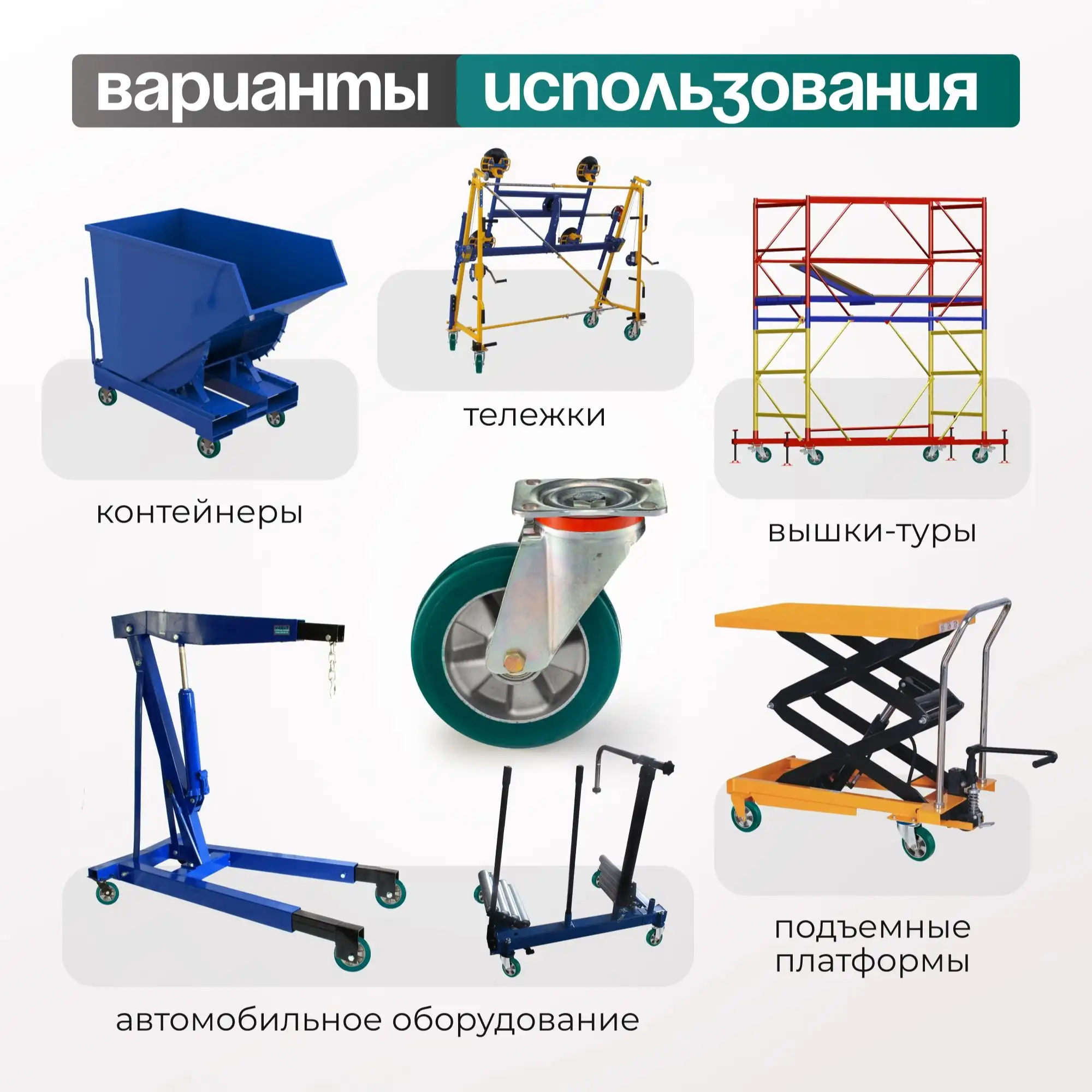 Колесо (200 мм; 700 кг) большегрузное полиуретановое поворотное Tellure Rota