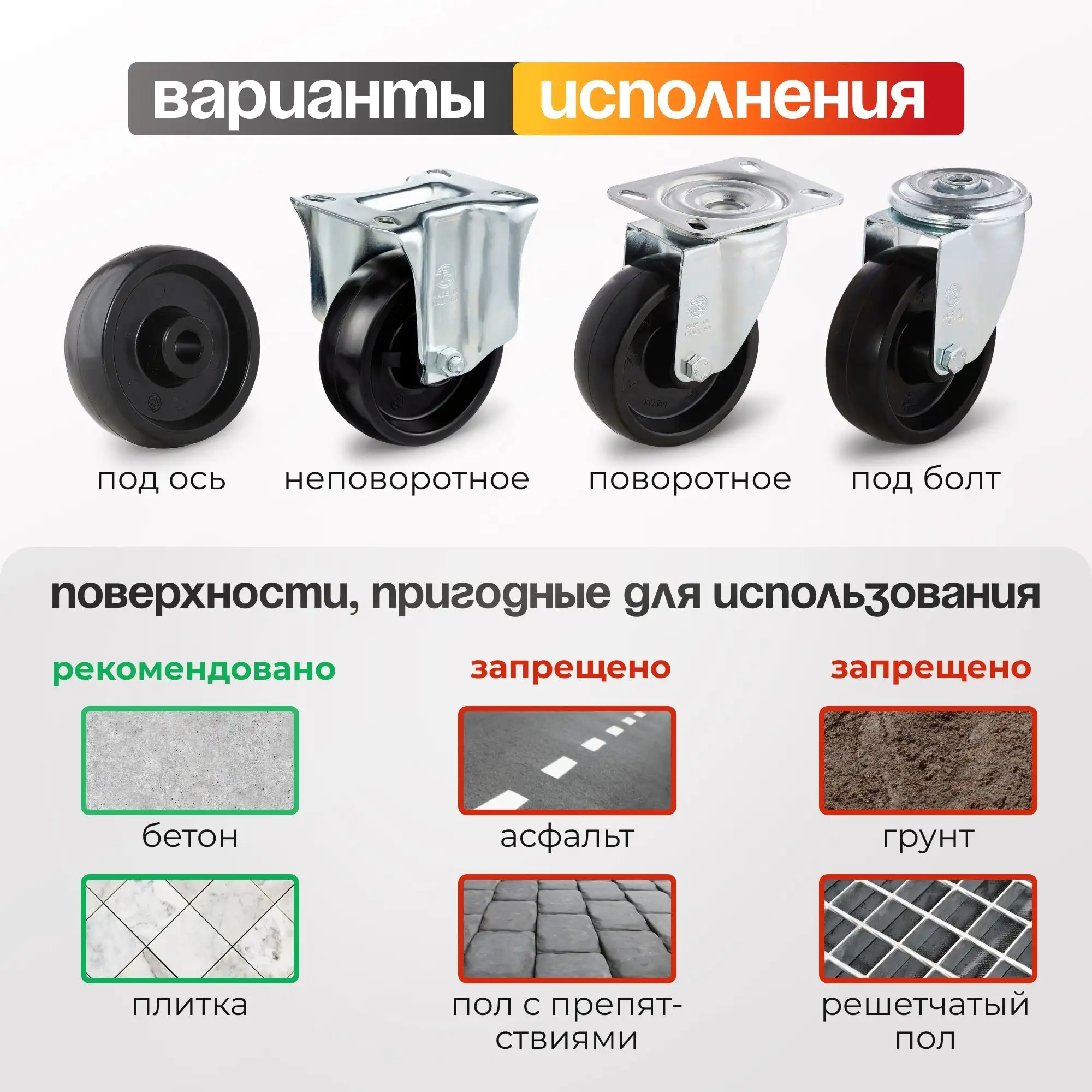 Колесо термостойкое (80 мм; 150 кг) поворотное Tellure Rota, фенольное до 300°С