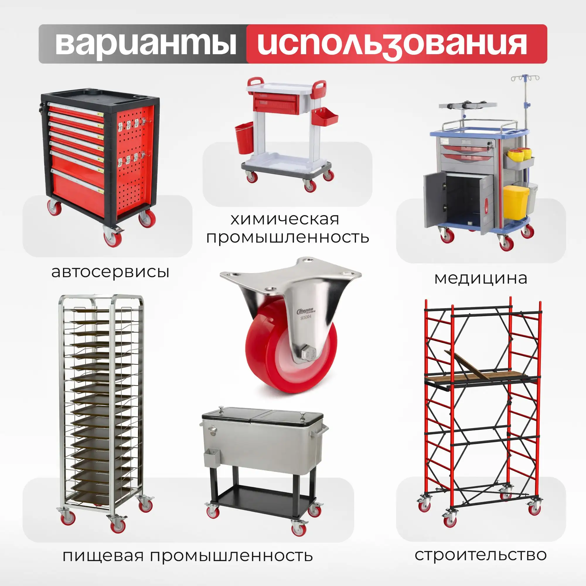 Колесо 80 мм, 120 кг неповоротное на НЕРЖАВЕЙКЕ Стелла-техник