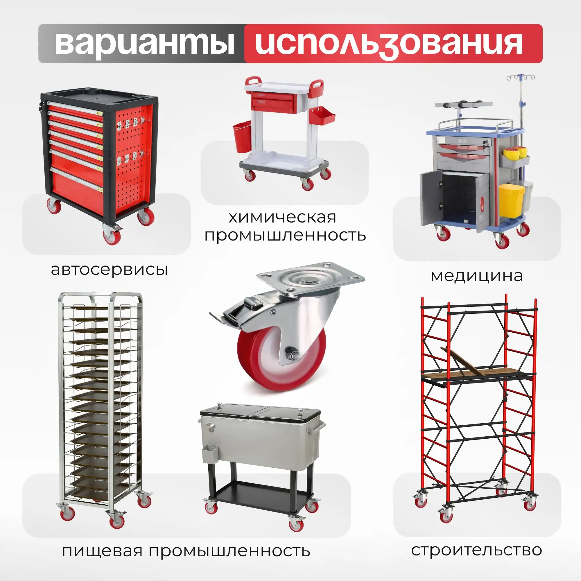 Колесо 100 мм, 170 кг поворотное с тормозом на НЕРЖАВЕЙКЕ Стелла-техник