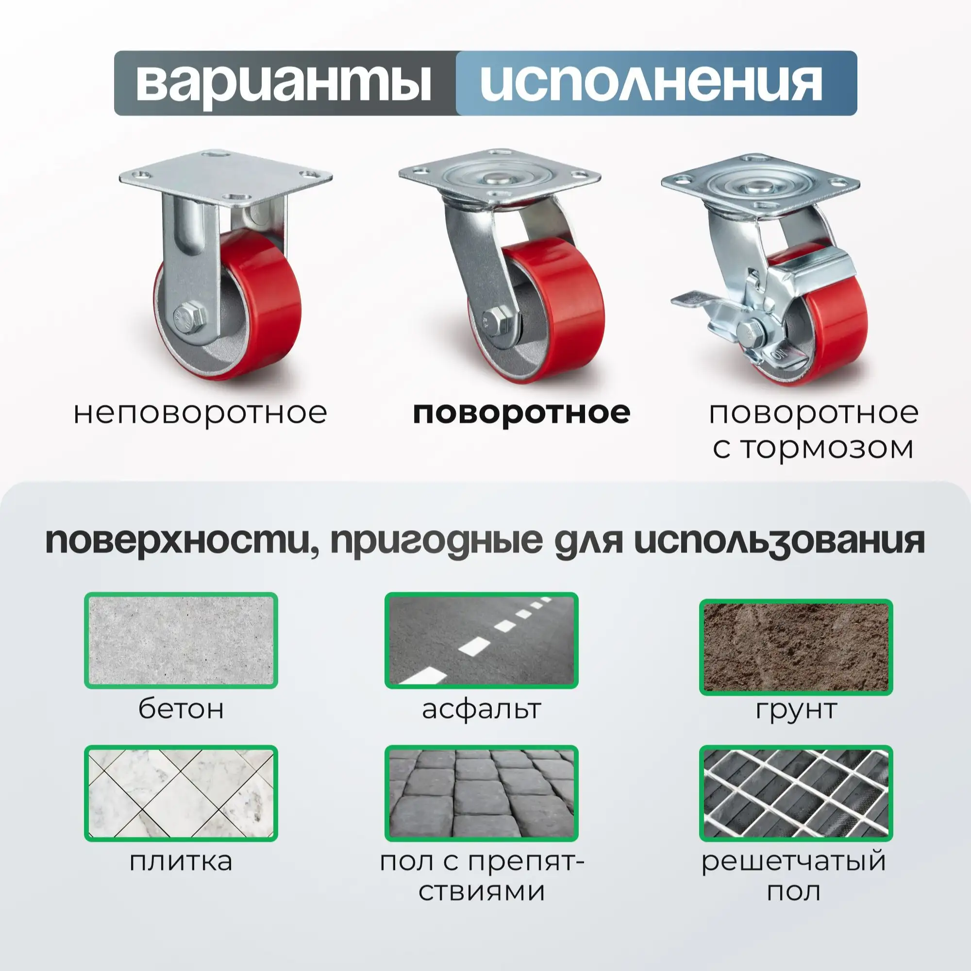 Колесобольшегрузное (100 мм, 200 кг) поворотное Стелла-техник, полиуретан, чугун