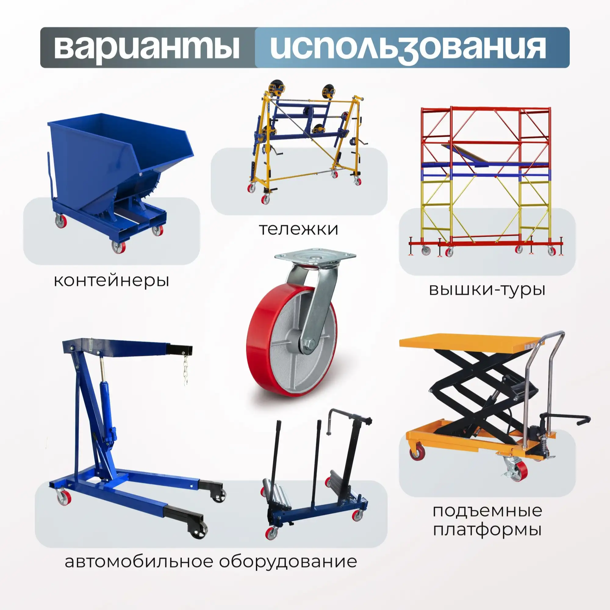 Колесо промышленное (200 мм, 350 кг) поворотное Стелла-техник, полиуретан, чугун