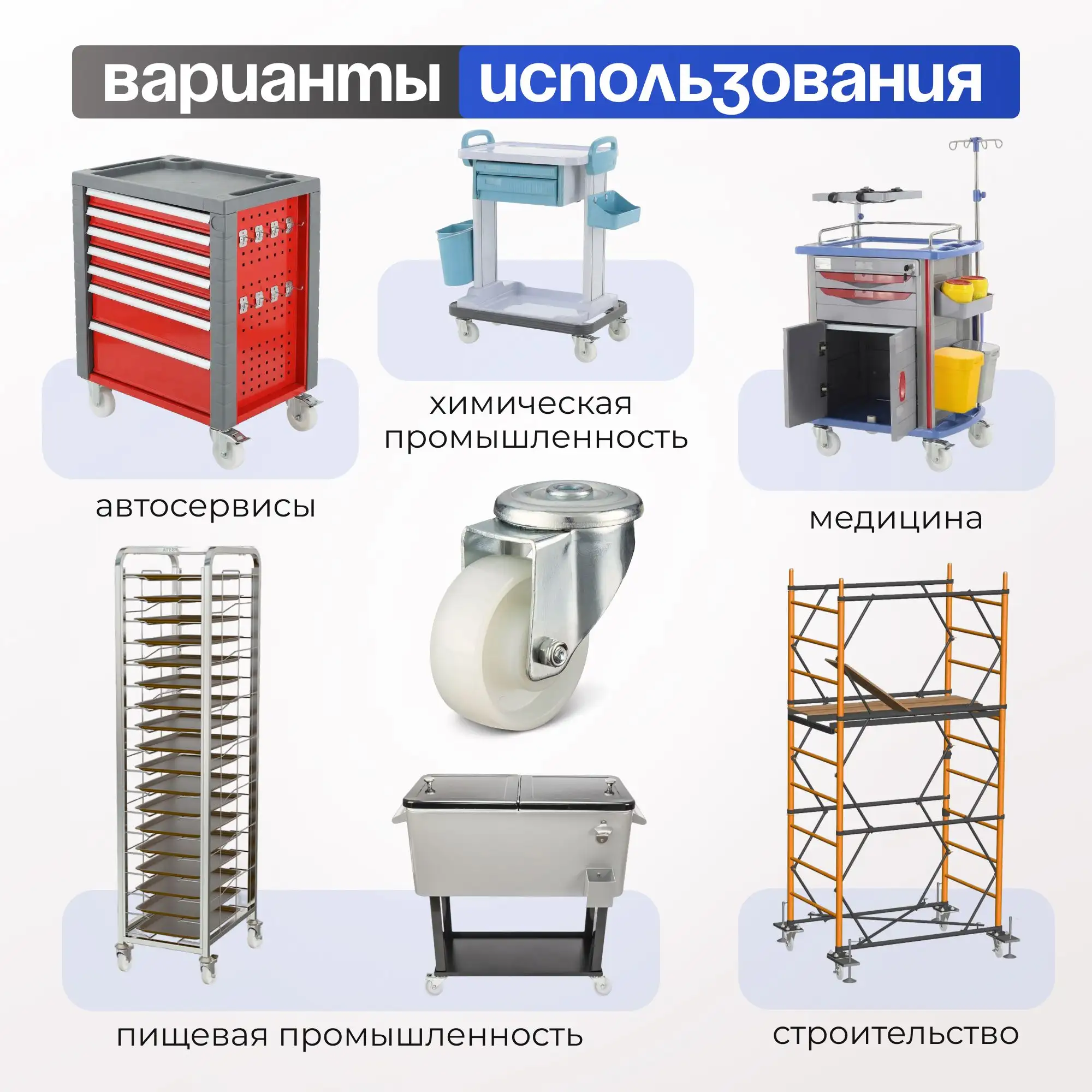 Колесо нейлоновое (80 мм, 150 кг) поворотное Стелла-техник