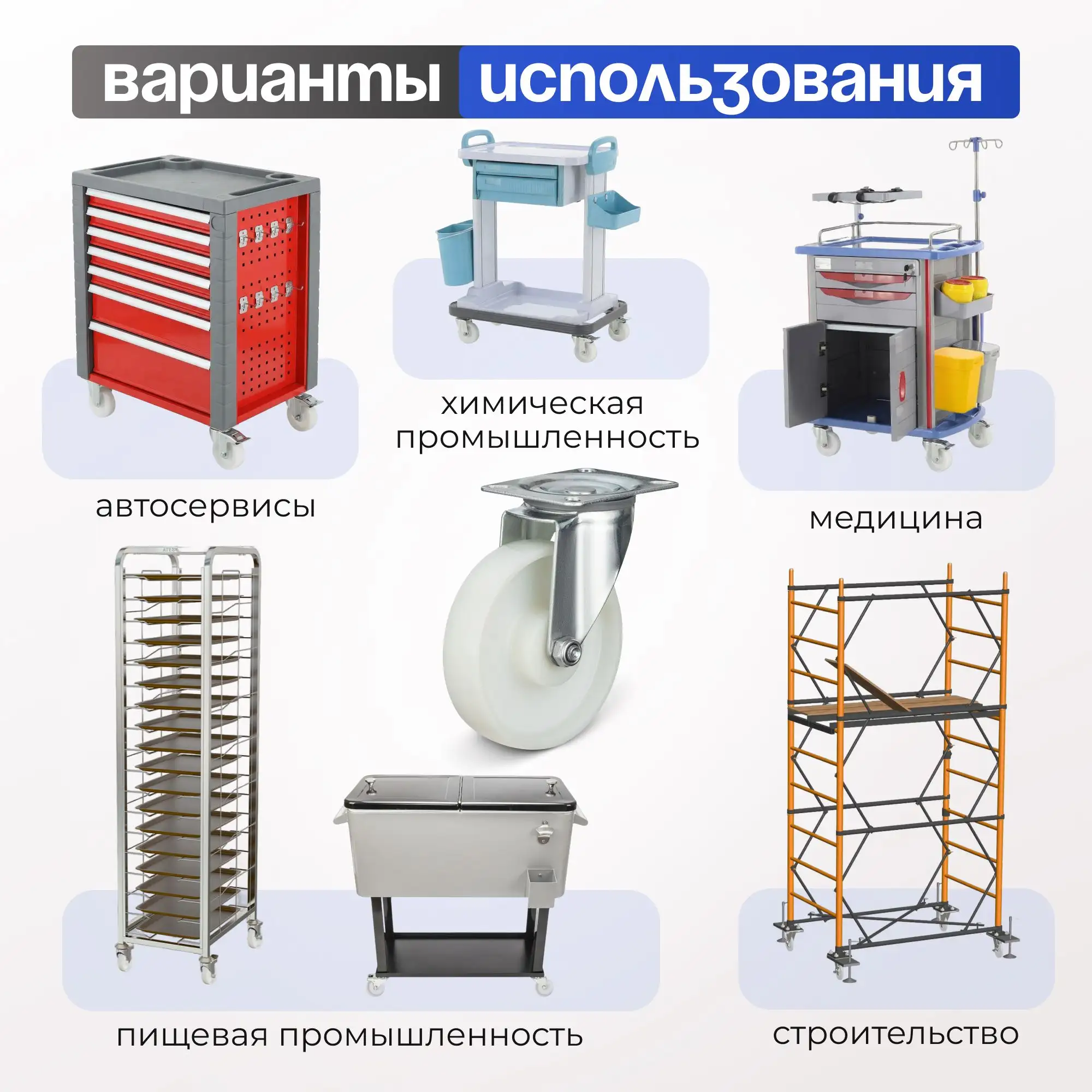 Колесо нейлоновое (125 мм, 250 кг) поворотное Стелла-техник